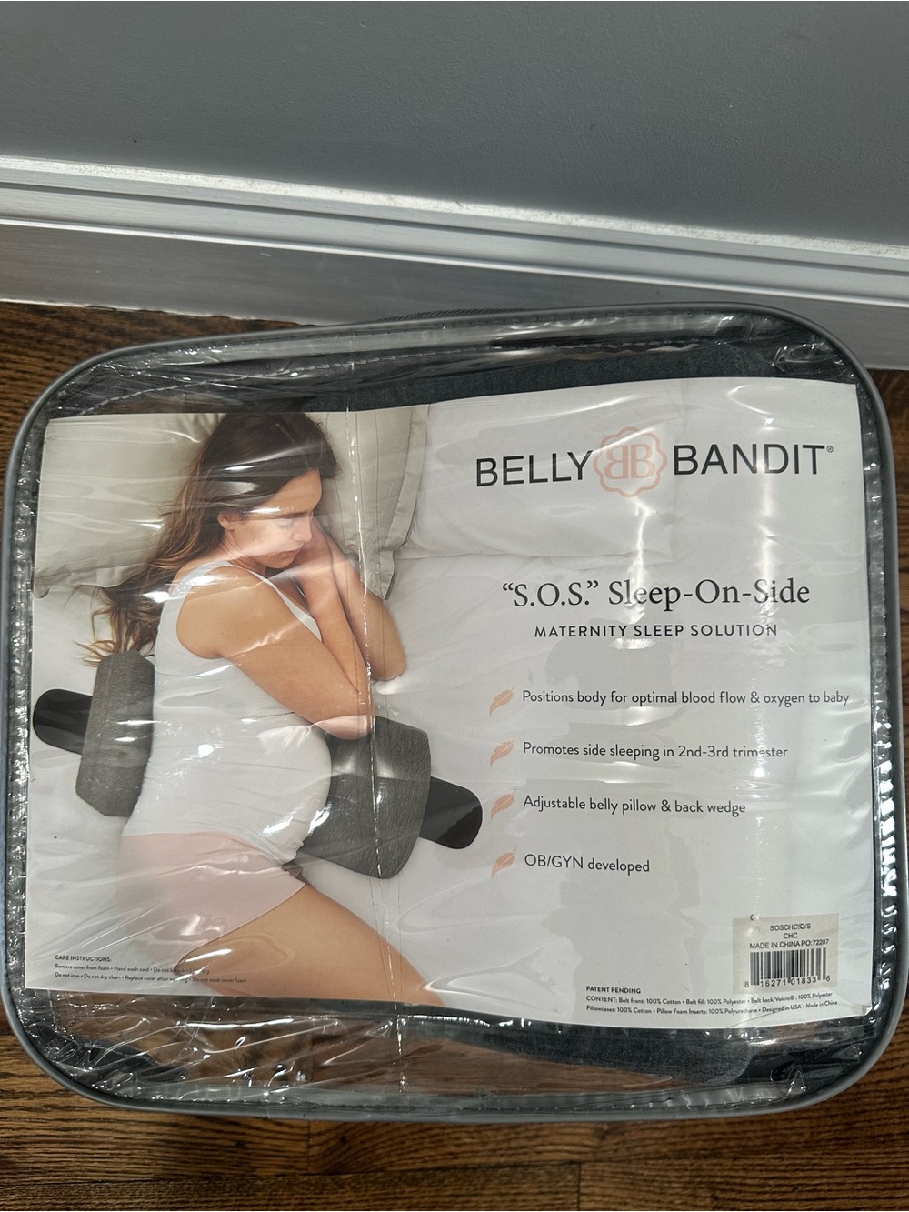 Belly Bandit S.O.S. Sleep-On-Side Maternity Pillow - Gray